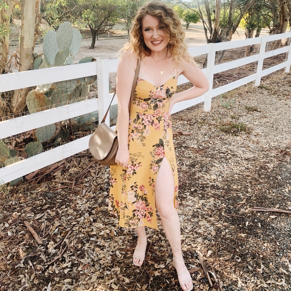 Yellow Reformation Floral Dress